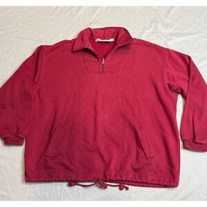 Vintage St Michael M&S‎ Mens Quarter Zip Pullover Sweatshirt Red Size M
